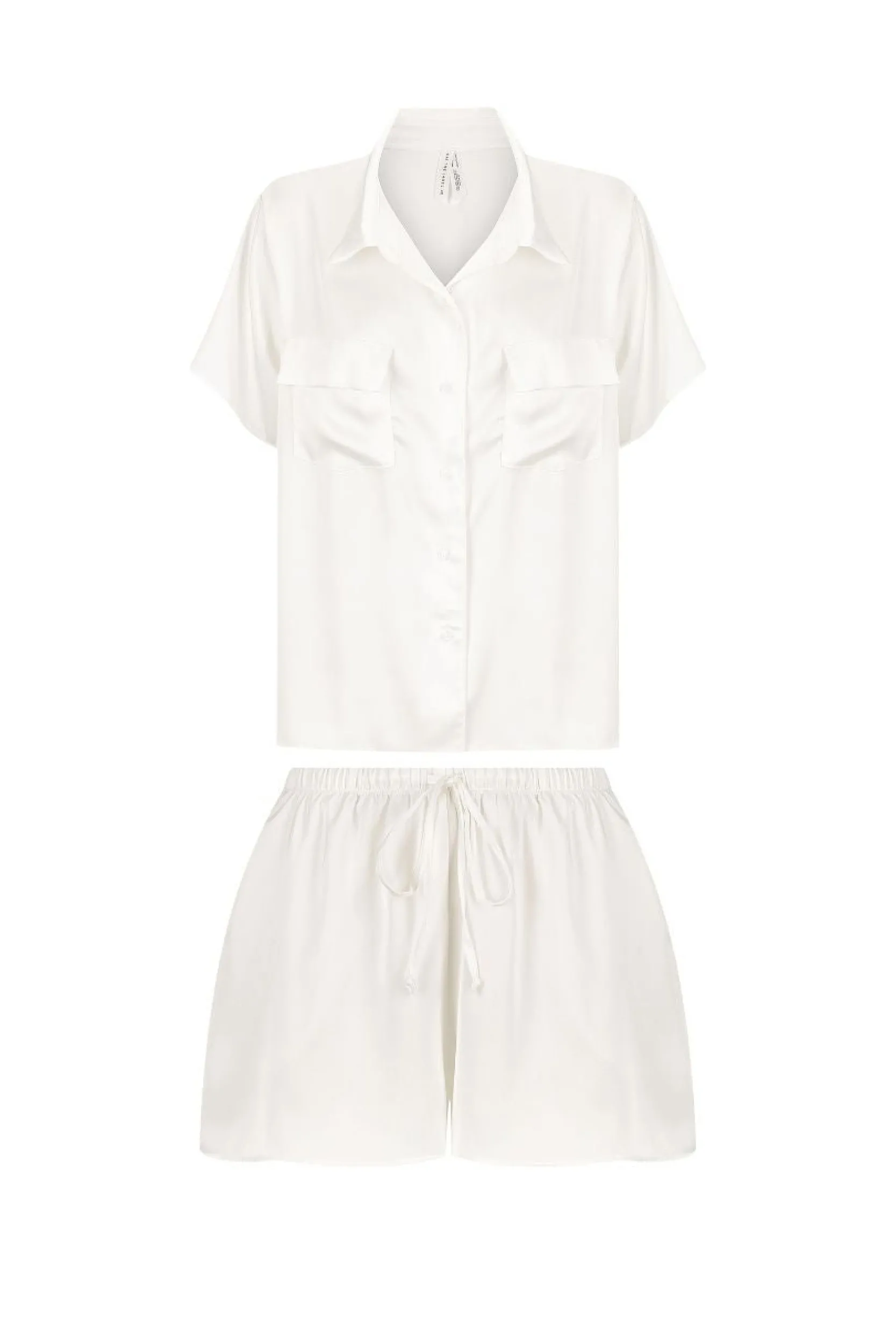 Kat The Label Gracie Short Sleeve Short Set Ivory | Sleep Sets | Sleep Sets